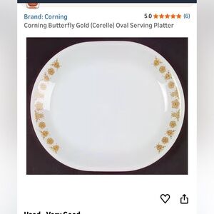 Vintage Corelle oval serving platter in vintage butterfly gold pattern